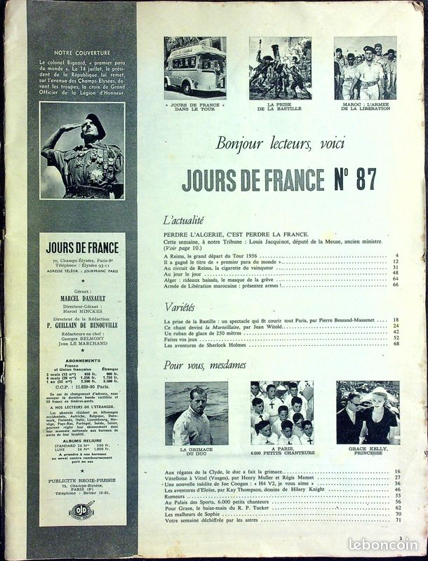 Jours de France n° 87 - 14 juillet 1956. 14 juillet : Avec Bigeard les "paras" à l'honneur (image 2)