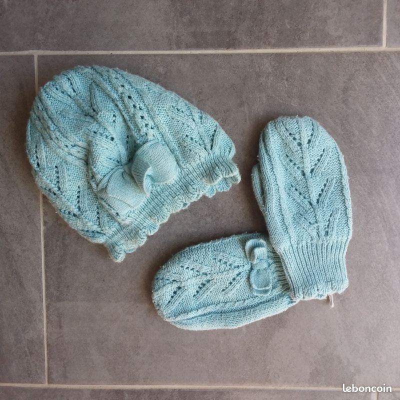 Bonnet et gants fille 12 mois 1 an 2 ans (image 1)