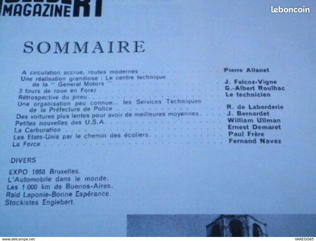 ENGLEBERT MAGAZINE - n° 94 MARS AVRIL 1958 - ARTICLES : ROUTES , FOREZ , PNEUS , POLICE USA... (image 5)