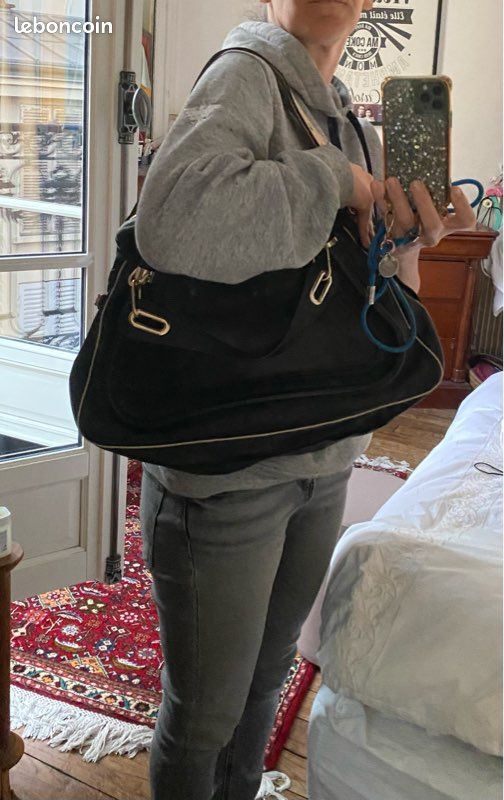 Sac paraty Chloe grand modèle en cuir noir et crème Accessoires