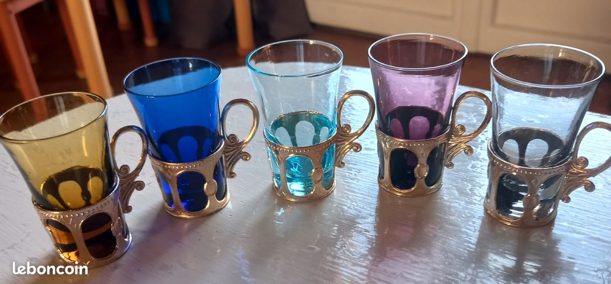 Lot De 3 Dessous De Bouteille En Verre Satiné - Cerclage Métal - Diamètre 13 Cm