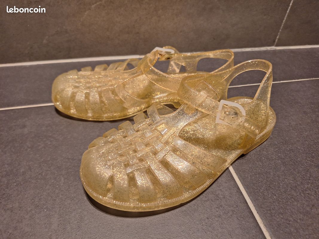 Méduse sandale de mer plage dorée pailletée taille 34 Okaidi