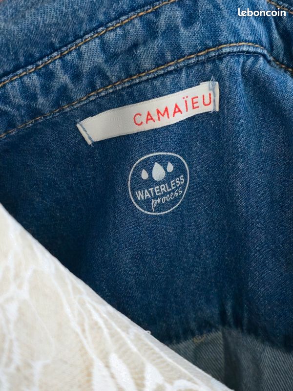 Chemise En Jean Femme Camaïeu Taille 38 - Occasion En Très Bon état, Style Décontracté