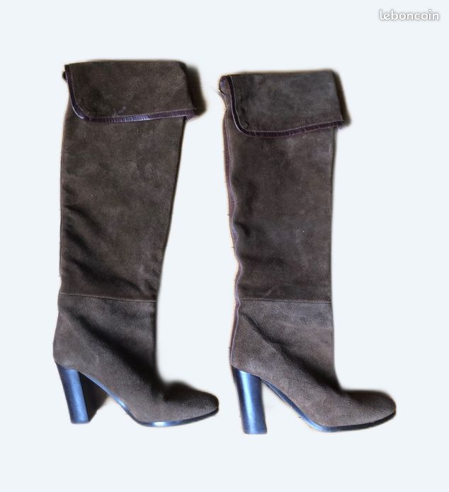 Sude Knee High Cuissardes Daim Taupe Bottes Cuissardes San Marina