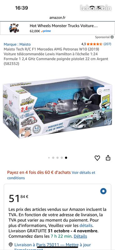 (Neuve) Maisto Tech - Voiture Radio Commandée Formule 1 (image 9)