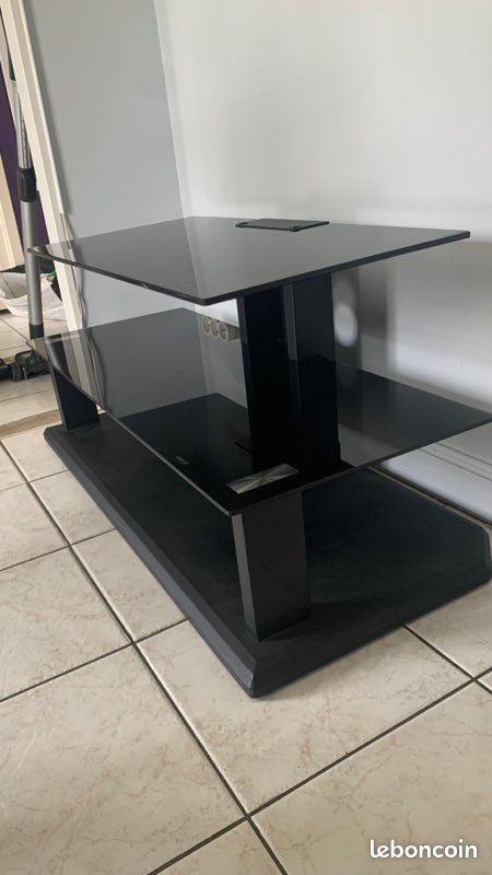 Meuble TV noir verre (image 3)