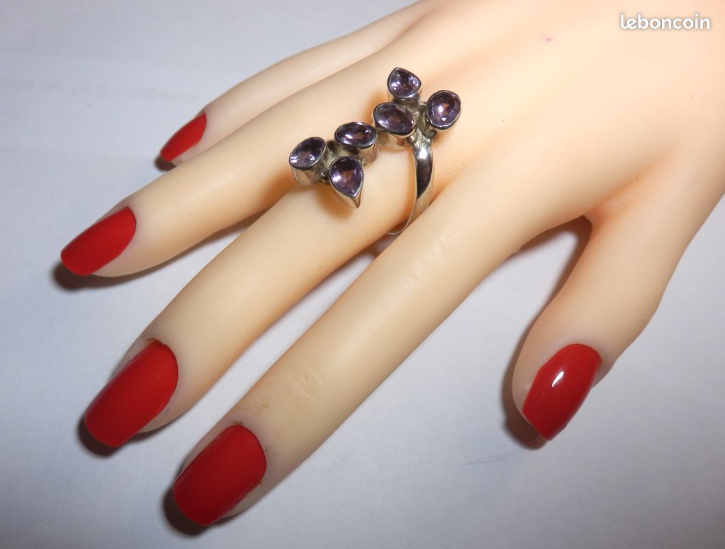 Bague En Argent Avec Améthyste - Taille 59 - Neuf Sans Emballage