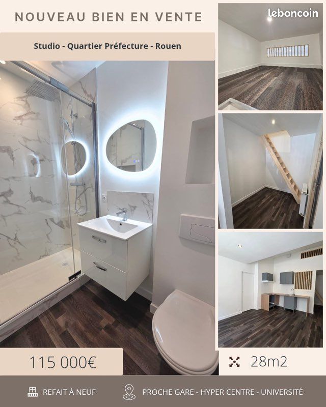 Appartement 1 pièce 28 m² · à Rouen · 28 m² · 115 000 €