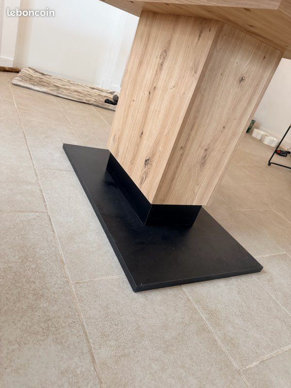 Table extensible BUT LORENA chêne/noir 120 → 180 cm – Très bon état (image 3)