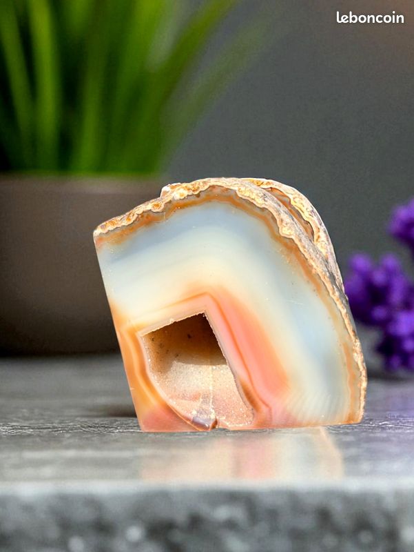 790g, pierre Agate brute polie - Géode de pierre naturelle (image 3)