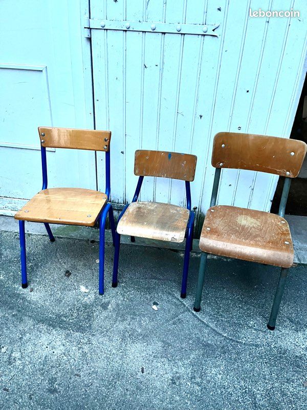 Lot de 3 chaises enfants , école, industrielle (image 1)