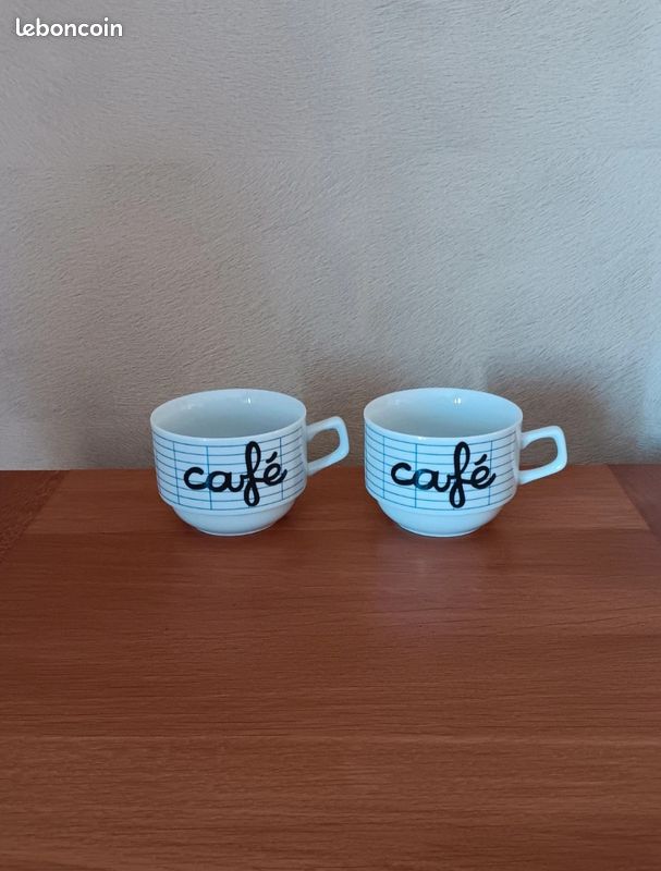 Lot 2 tasses mug "Café" - Porcelaine Bareuther Bavaria. Neuf (image 1)