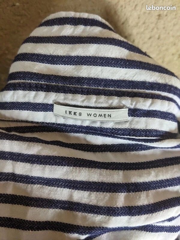Chemise IKKS Manches Longues Rayures Grises – Taille 36, Occasion Très Bon état