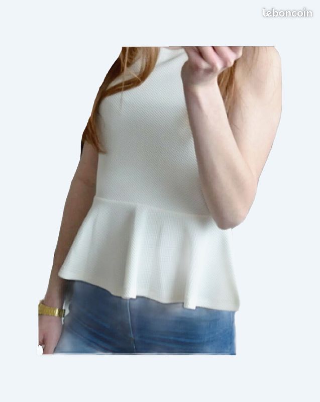 Débardeur H&M Haut blanc péplum Haut blanc légèrement Coton