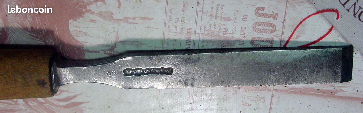 Ancien ciseau à bois Goldenberg aux 2 yeux acier de Styrie 22mm menuisier charpentier (image 2)