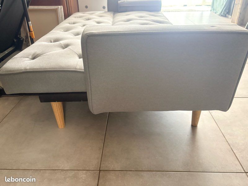 Canapé lit enfant gris 2m de longueur par 1m de largeur déplié (image 3)