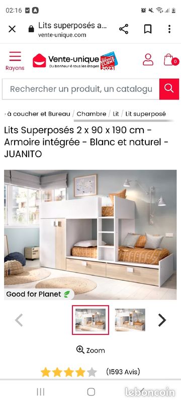 Chambre complète lits superposés bureaux et sièges (image 10)