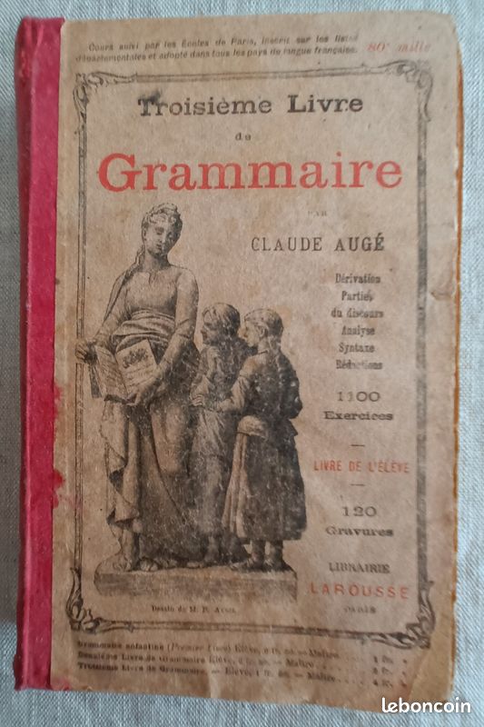 Livre de grammaire ancien 1910 (image 1)