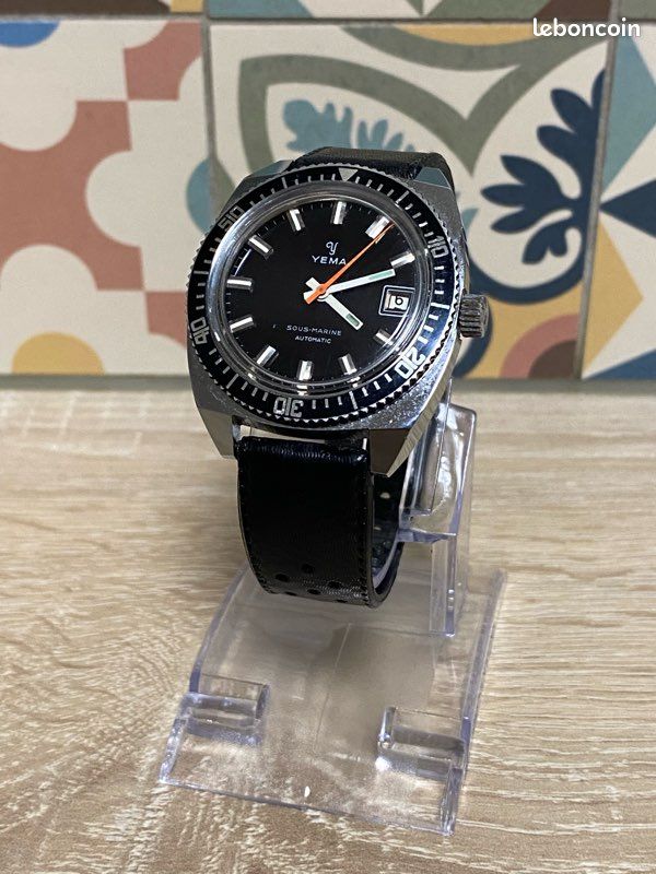 Montre Mécanique Vintage YEMA (Calibre FE68) - Années 70 - Révisée Par Horloger - Bracelet Cuir Noir