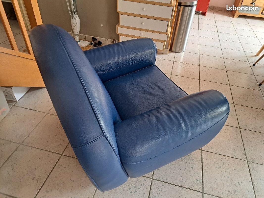 Fauteuil cuir bleu - ultra confortable (image 5)