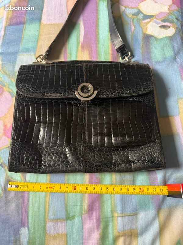 Sac main ou bandoulière noir vernis vintage (image 5)