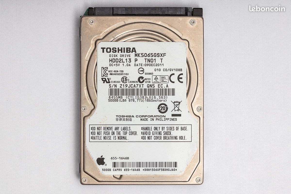 Disque Dur Toshiba 500 Go Mk5065GSFX - Pour Portable - Occasion Fonctionnel