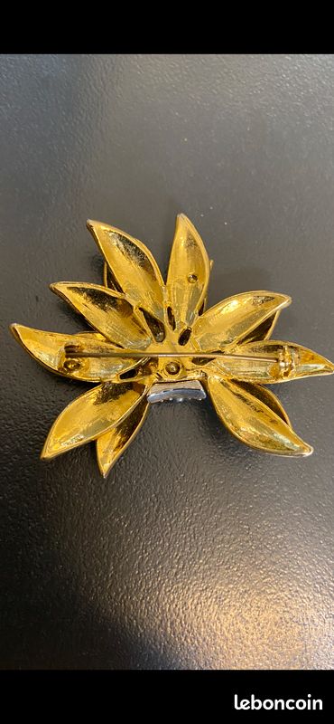 Broche Vintage Boucle De Huit Avec Cristaux Jaune Orange - N°2749 - Occasion