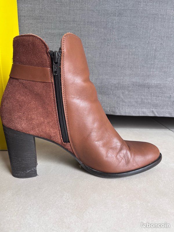 Bottines camel en cuir avec anneaux doré Eram taille 41 (image 4)