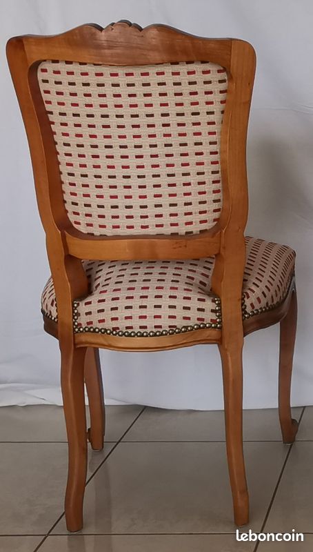 6 chaises bois et tissu louis (image 6)