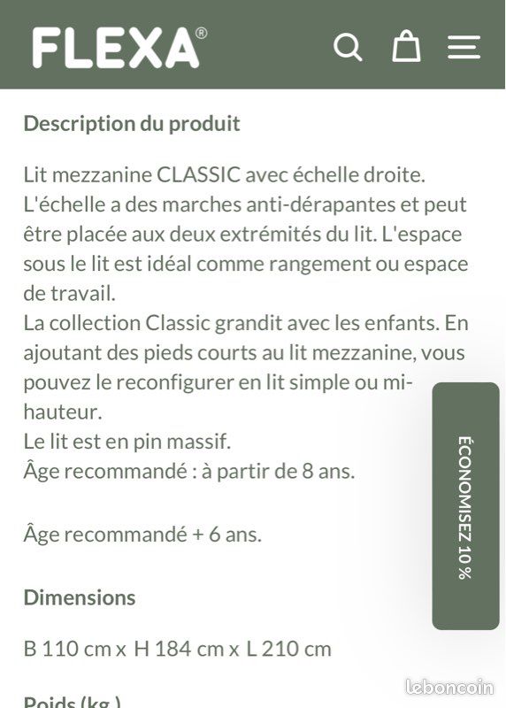 Lit mezzanine une personne Flexa (image 2)