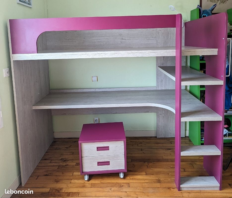 Lit en hauteur avec bureau (image 1)