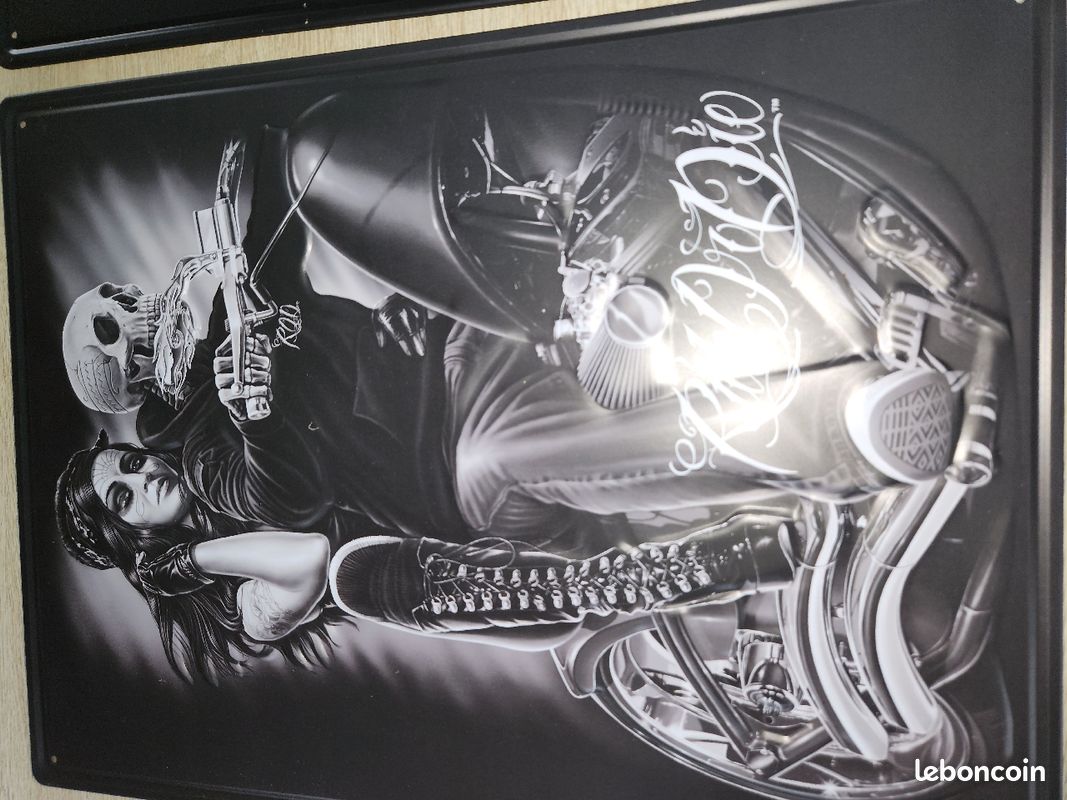 Affiche métallique motard (image 1)
