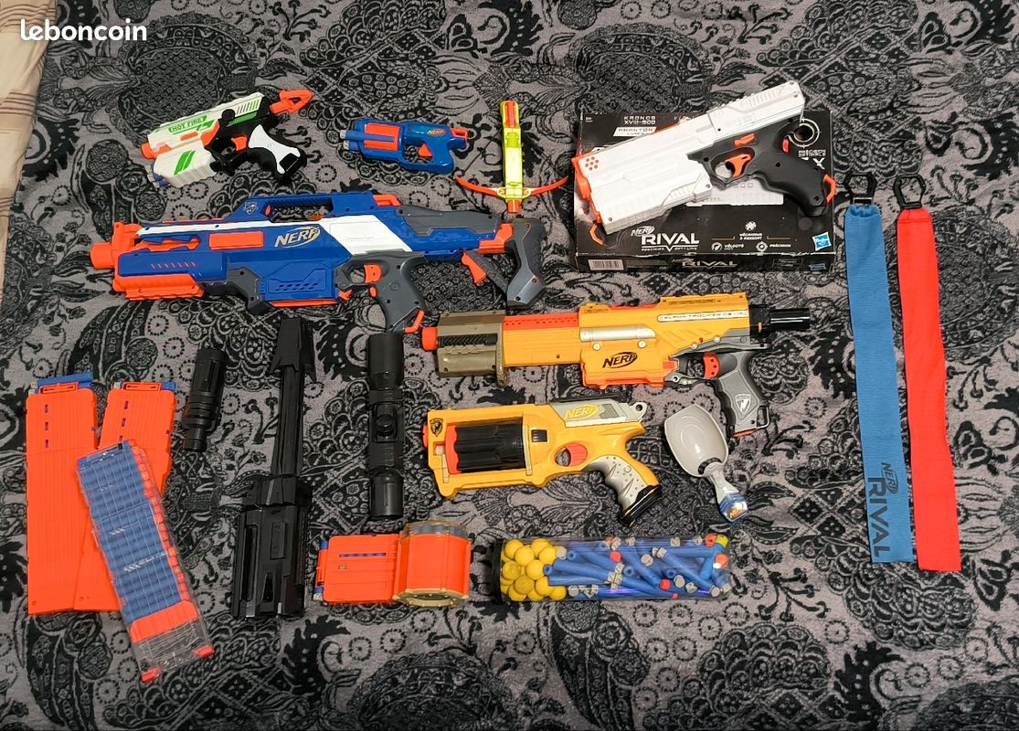 LOT Nerf 7 pistolets, 4chargeur+munitions (image 1)