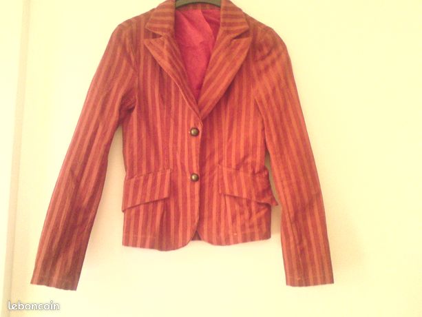 Veste spencer un peu stretch courte et cintrée boutons en métal 36