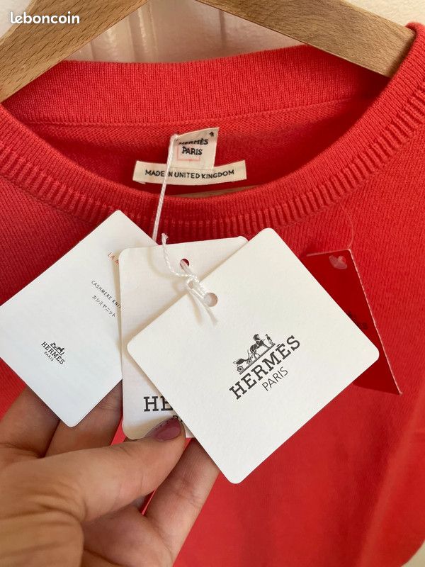 Hermès pull manches courtes en cachemire avec étiquette Vêtements