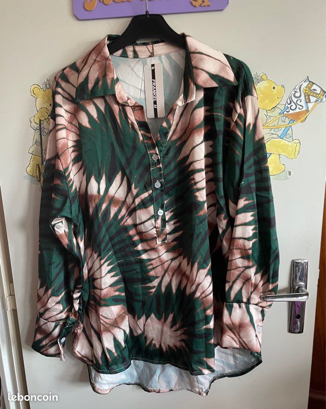 Chemise à manches longues à motifs, taille unique, marque Frankel H (image 1)
