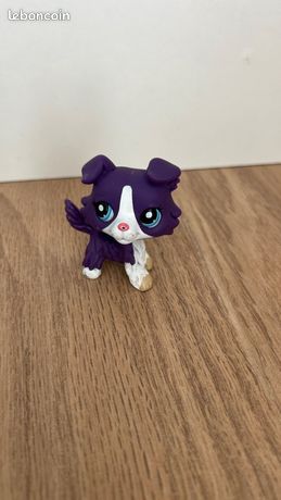 Littlest Pet Shop #1676 LPS authentique Chien Dog Colley Violet