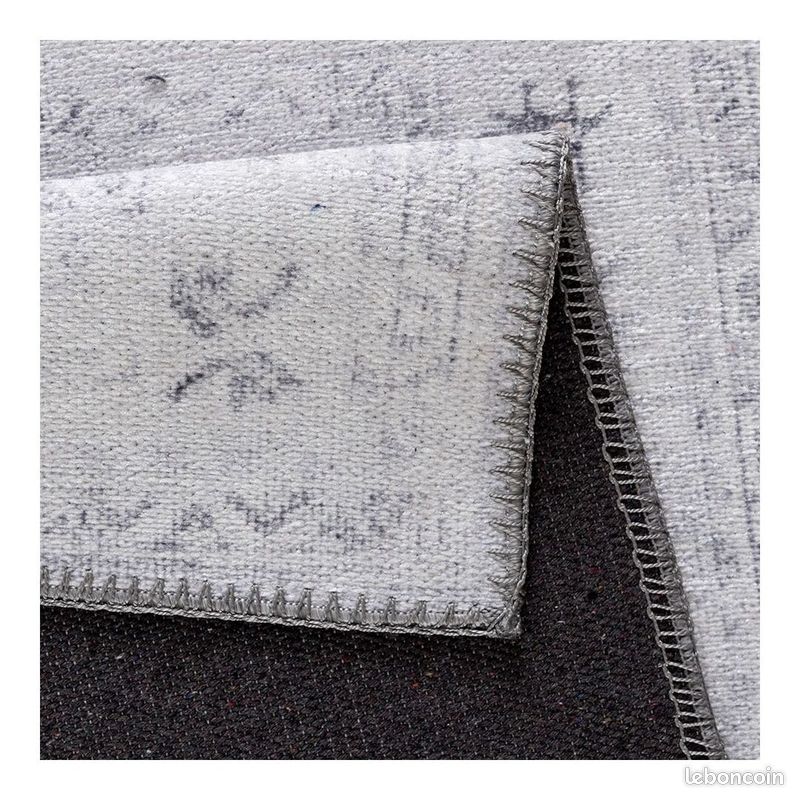 Tapis vintage rayé gris plat intérieur Kirman Gris 80x300 (image 3)