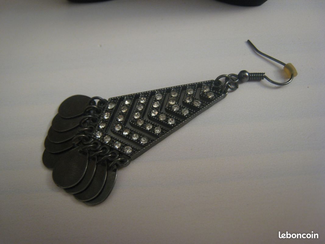 Boucles D'oreilles Vintage Strass Art Déco 1920 - Paire Rare