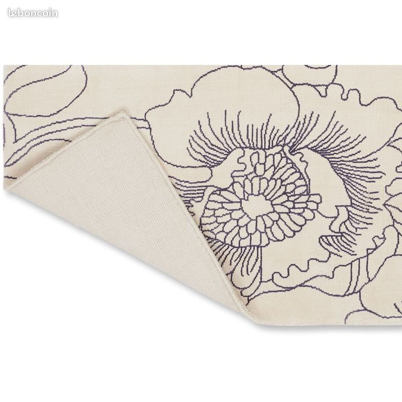 Tapis coton moderne floral rectangle Linear Floral Bleu 140x200 (image 5)