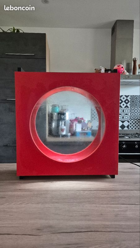 Aquarium Aqualantis 20L Design Hublot Rouge avec Éclairage LED