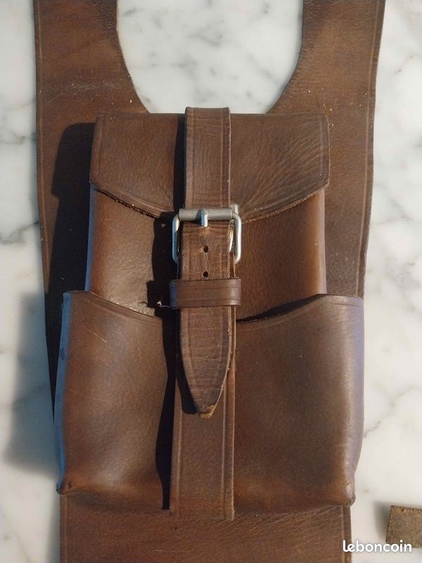 Sacoche Vintage En Cuir Marron ROBERT CHEAU – Sac à Bandoulière Rétro – Grand Modèle