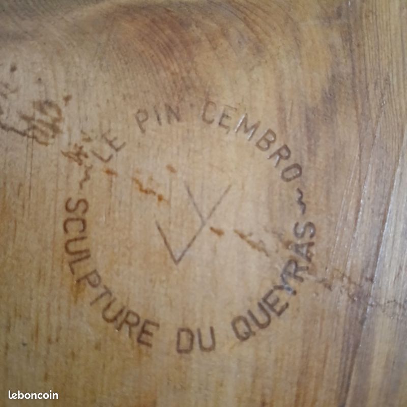 Écritoire de bureau ancien en Pin cembro du Queyras sculpté / Plumier vintage (image 12)