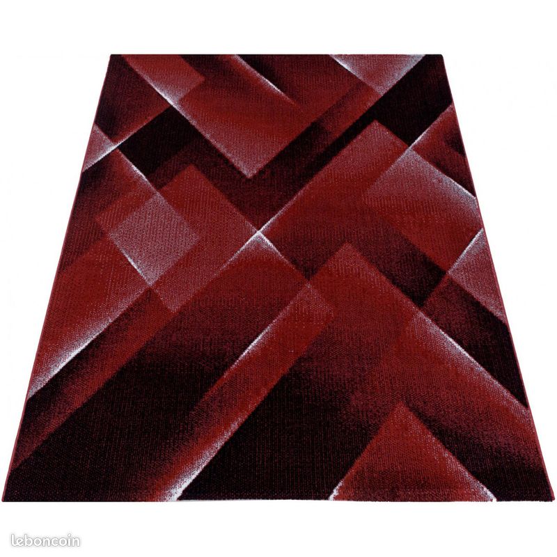 Tapis design graphique à courtes mèches Choucas Rouge 80x250 (image 3)