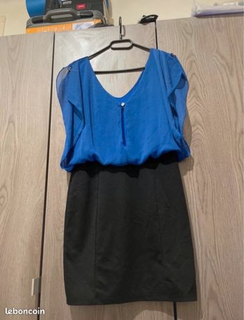 Robe Ann Taylor Loft Taille 36/38 - Noire Et Marine, En Dentelle, Coupe Moulante, Occasion Très Bon état