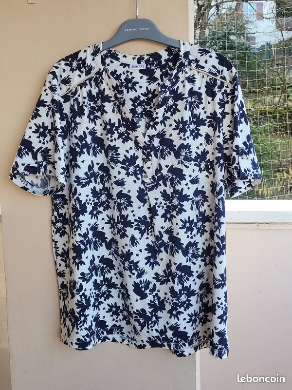 Tunique Femme Quiz Taille 10, Imprimé Floral Devant Et Dos, Sans Manches - Occasion Très Bon état