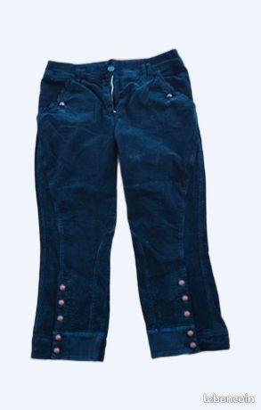 Pantacourt En Velours Etam - Taille 34 - Couleur Beige - Coupe évasée - Occasion En Très Bon état