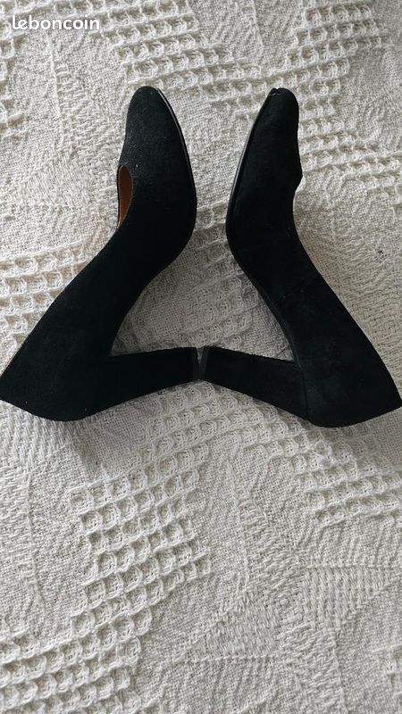 Escarpin Noir En Daim Escarpin Femme Daim Noir Talon 39