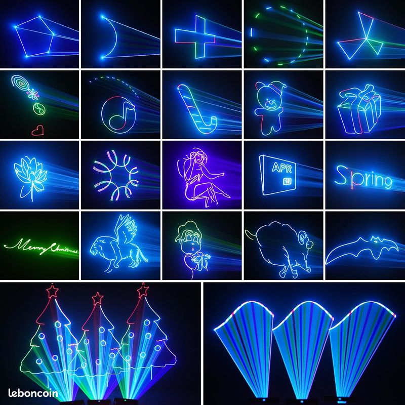 NEUF - DiscoLicht PartyLicht avec Bluetooth-App, 3D DIY Animation Disco Lumière avec Batterie 5200 mA, Animation DJ Party Lumières avec Télécommande et DMX 512, pour Party Bar Halloween Noël (image 3)