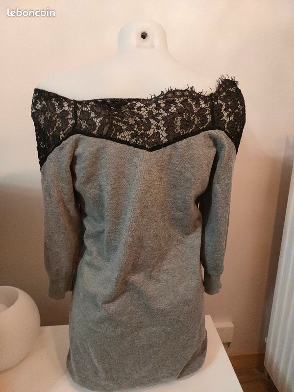 Robe-Pull Grise / Sweaterdress - dentelles noires noires - S / 36 - Only Store (Zalando) (image 5)